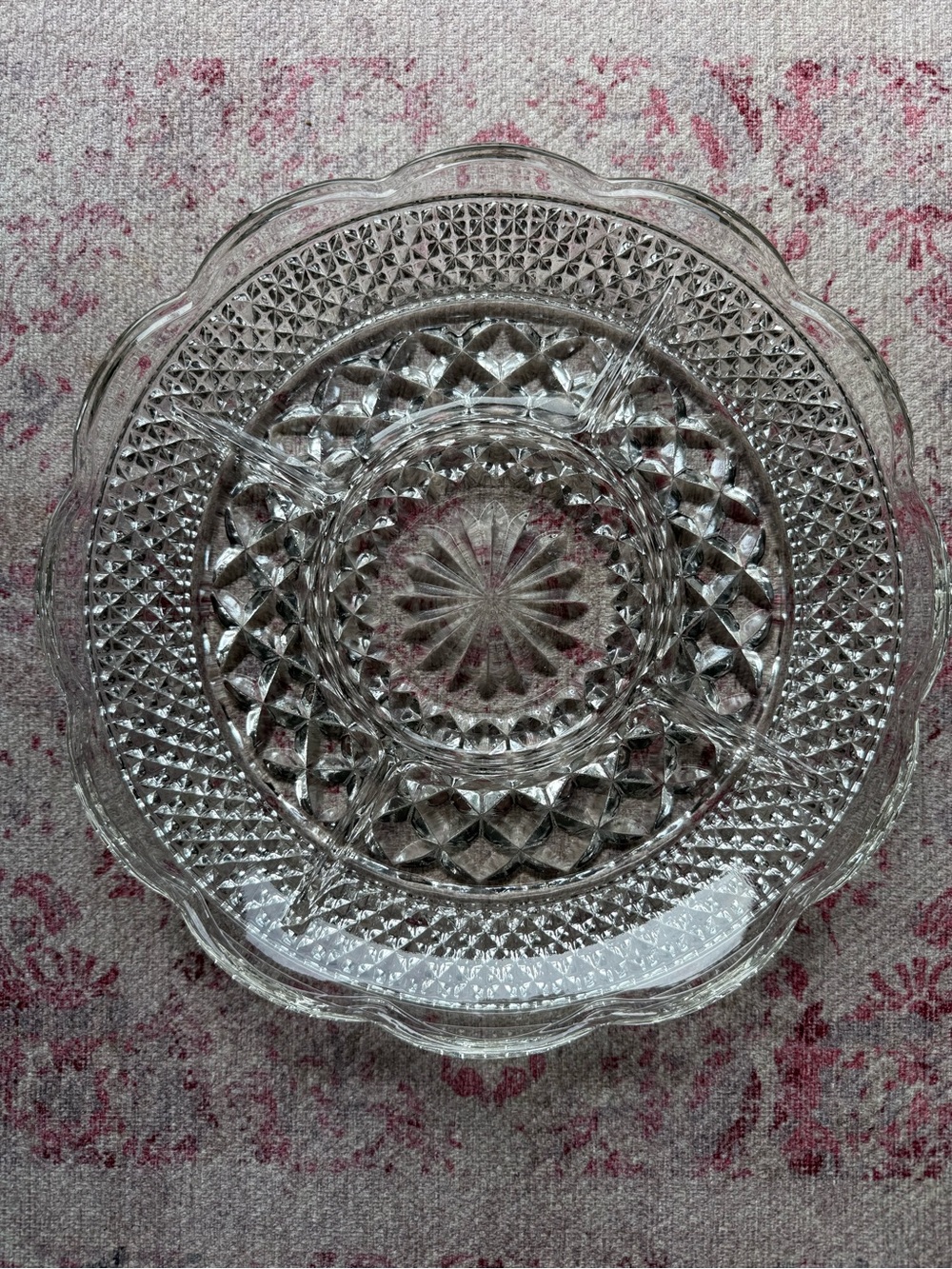 Vintage Anchor Hocking Wexford Glass 5 Section Serving Platter
